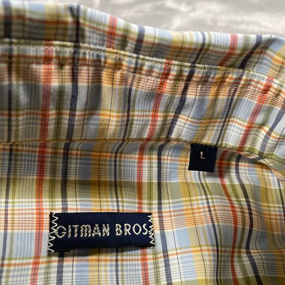 Gitman Bros Shirt Large Plaid Short Sleeve Button Down Casual USA Made Cotton - Picture 4 of 8